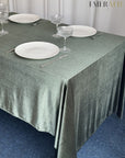 Eukalipto spalvos Aksominė Staltiesė