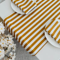 Garstyčių ir pieno baltos spalvos takelio bei servetėlių komplektas