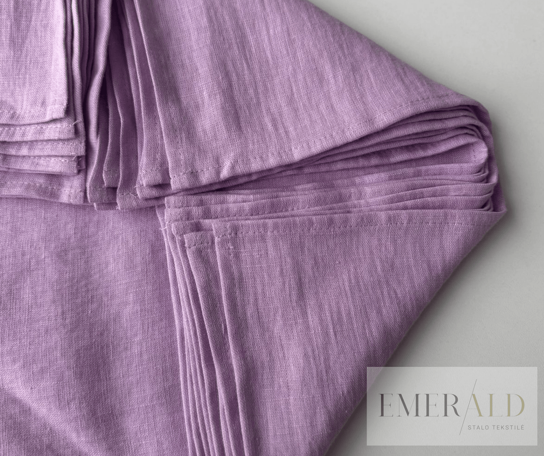 Alyvinės spalvos minkštinto LINO audinio servetėlės