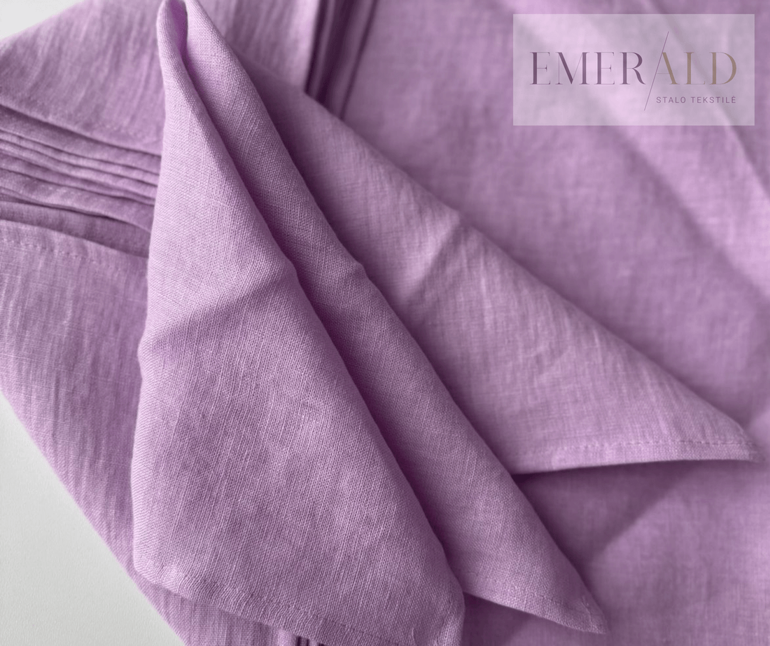 Alyvinės spalvos minkštinto LINO audinio servetėlės