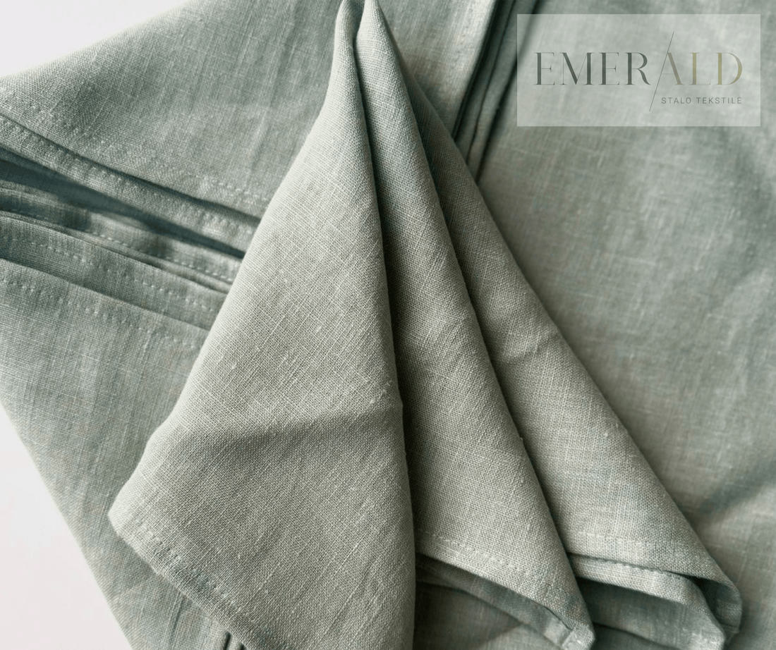 Šalavijo spalvos minkštinto LINO audinio servetėlės