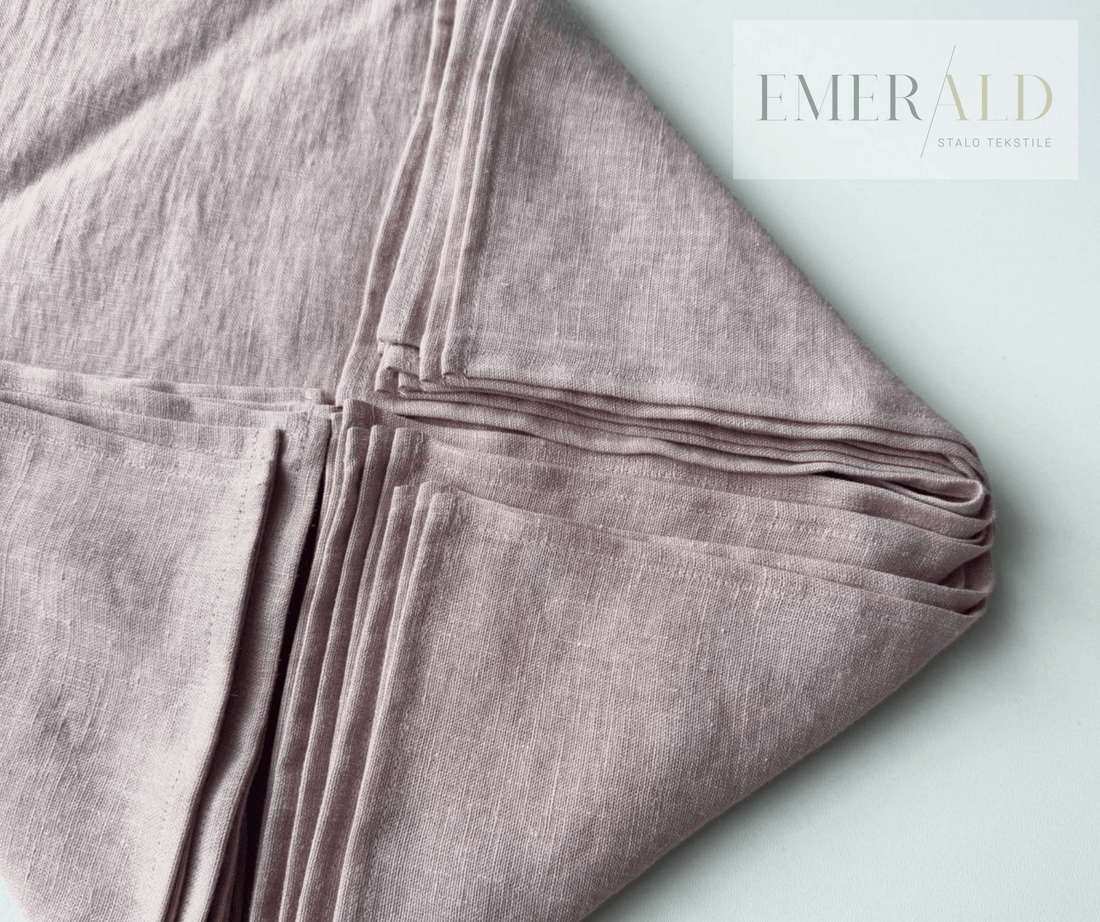 Pelenų rožinės spalvos minkštinto LINO audinio servetėlės