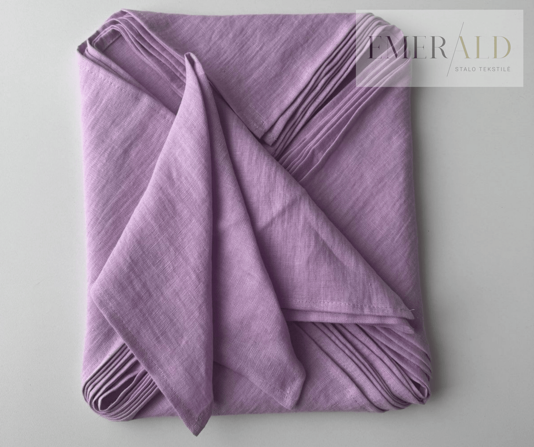 Alyvinės spalvos minkštinto LINO audinio servetėlės