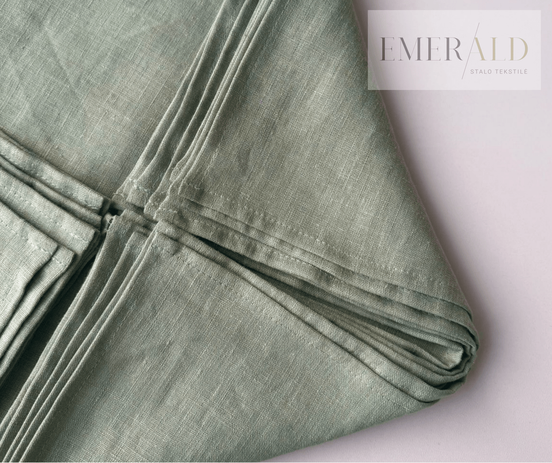 Šalavijo spalvos minkštinto LINO audinio servetėlės