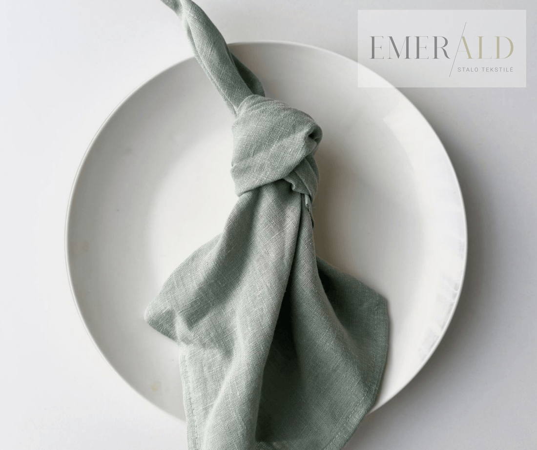 Šalavijo spalvos minkštinto LINO audinio servetėlės