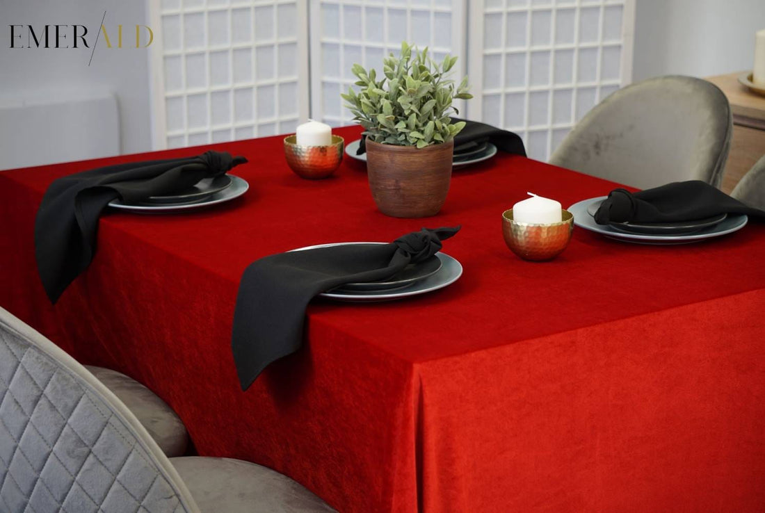 undefined EmeraldLT Aksominė raudonos spalvos Staltiesė Aksominė staltiesė EmeraldLT.