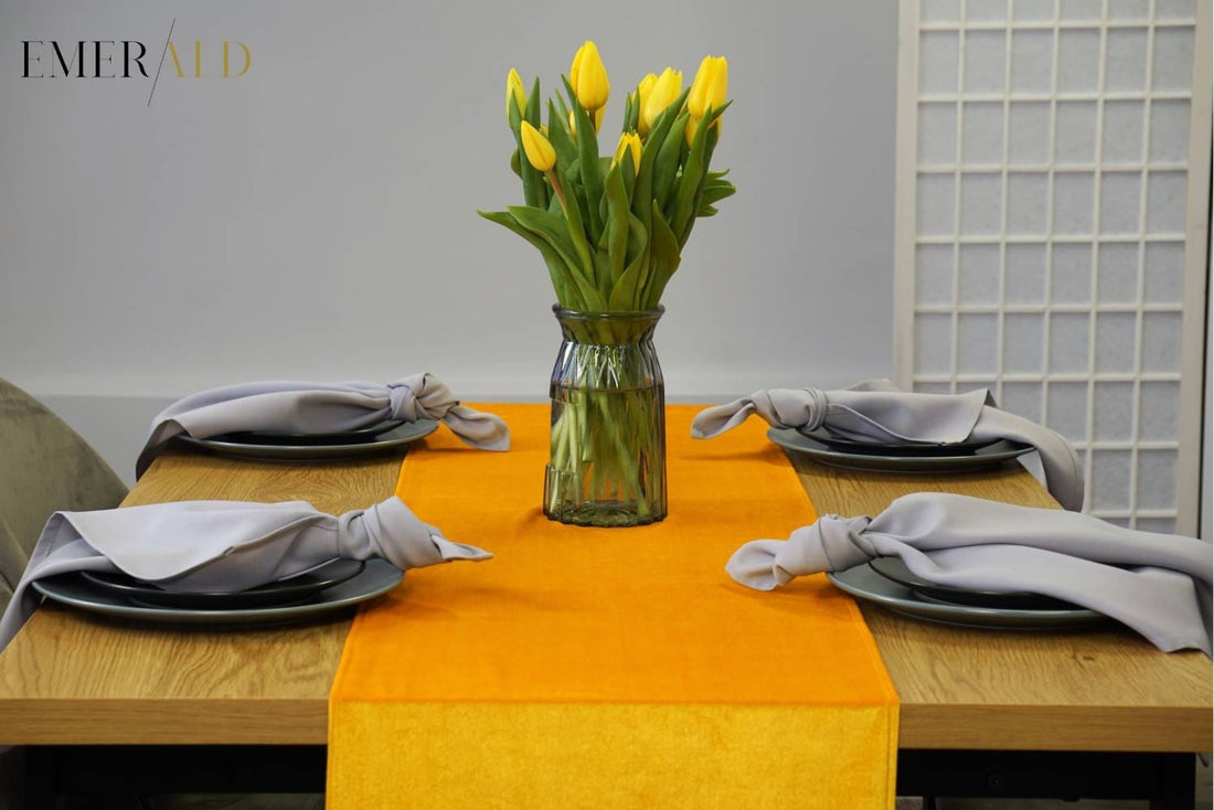 undefined EmeraldLT Aksominis garstyčių geltonumo stalo takelis Aksominis takelis EmeraldLT.