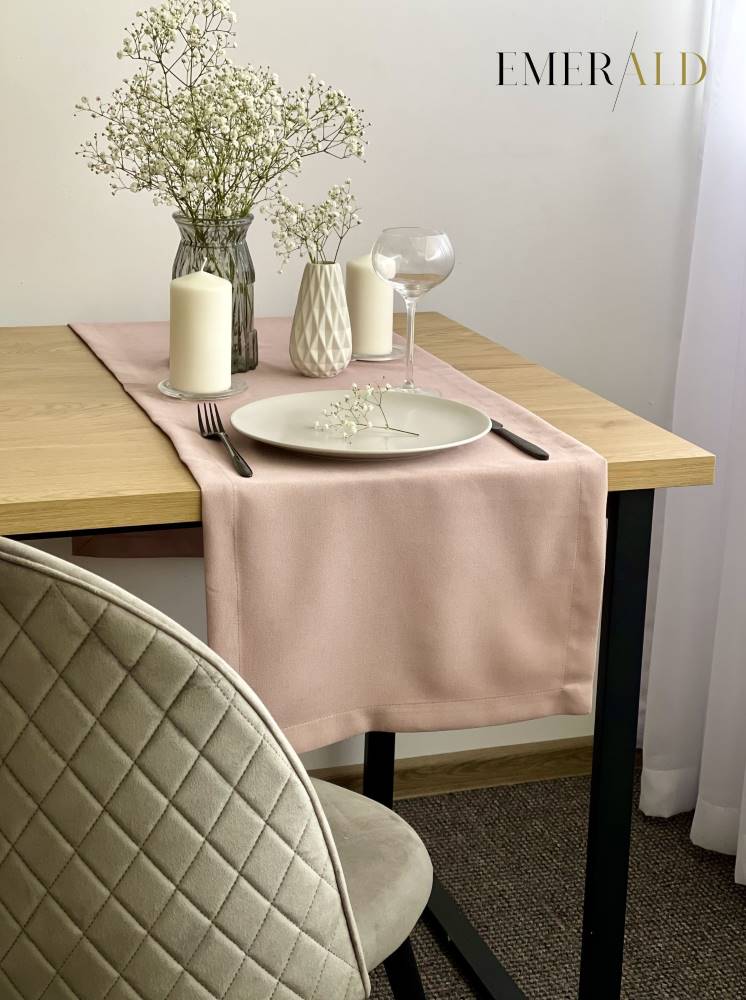 undefined EmeraldLT Pelenų rožinės spalvos veliūrinis pietų stalo takelis  EmeraldLT.