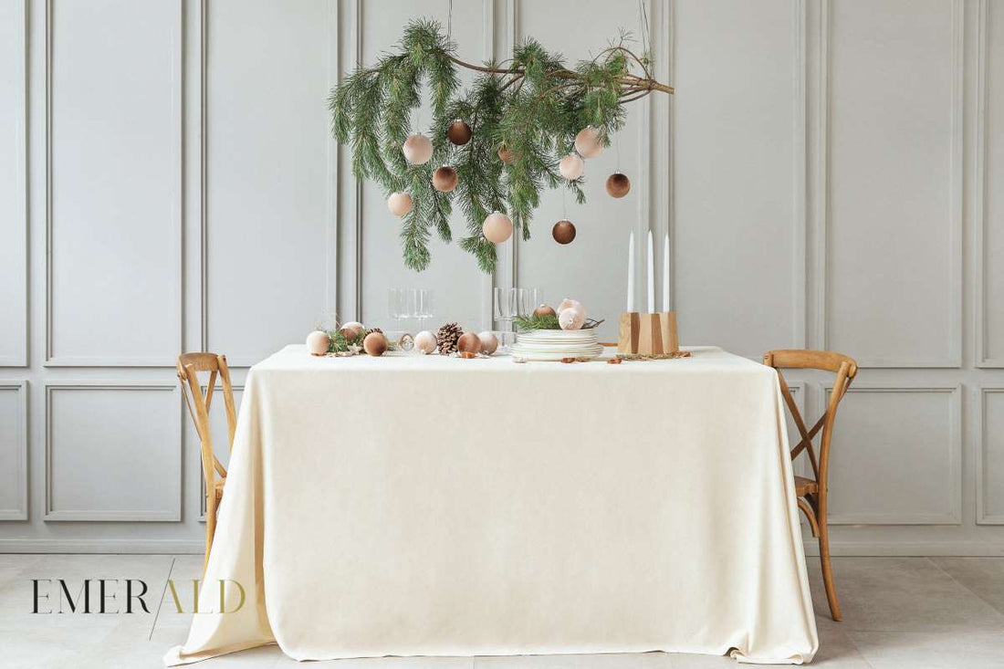 Pieno baltos spalvos veliūrinė staltiesė