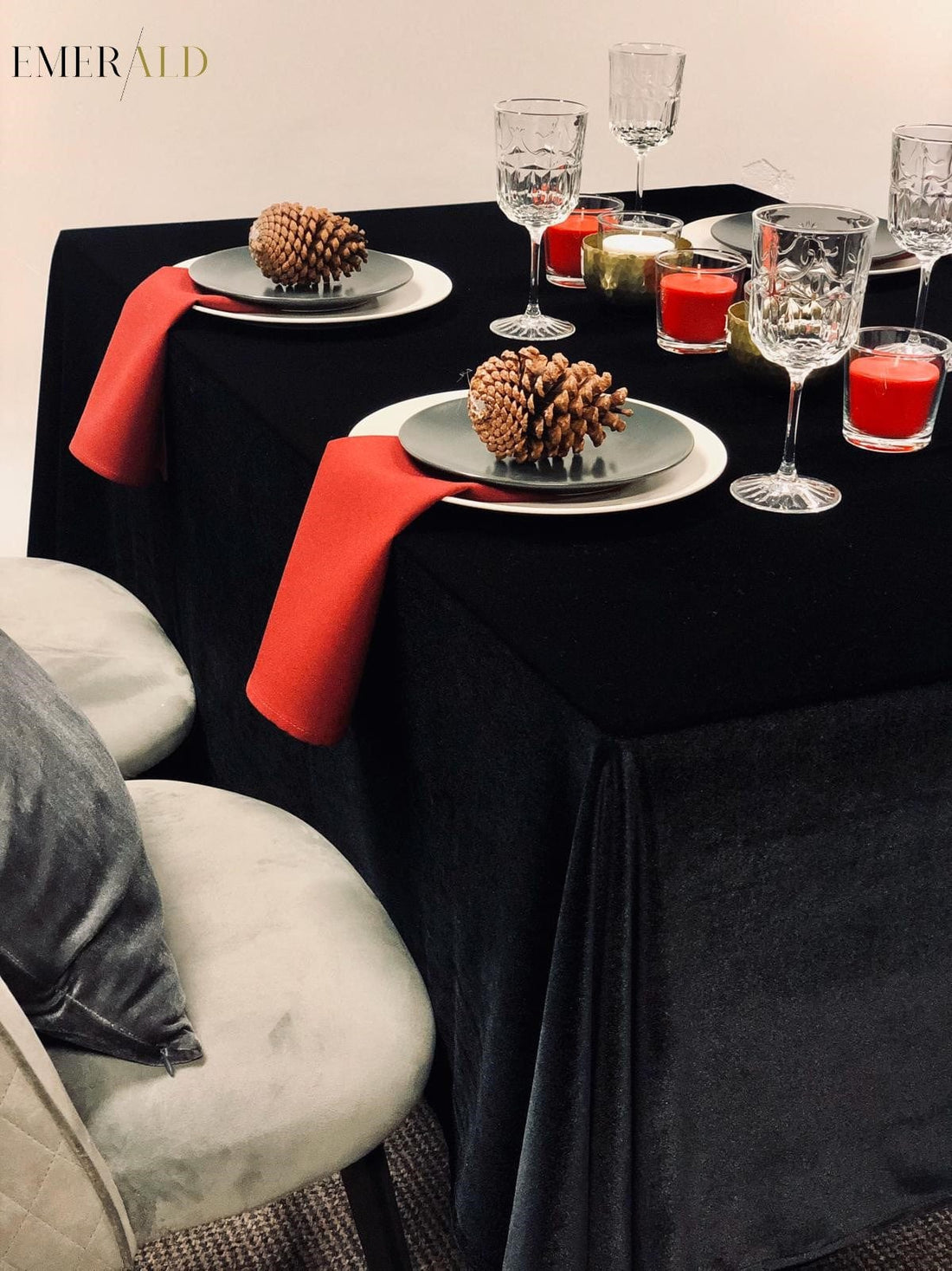 undefined EmeraldLT Aksominė juodos spalvos Staltiesė Aksominė staltiesė EmeraldLT.