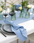 BABY BLUE spalvos minkštinto LINO audinio servetėlės