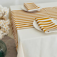 Garstyčių ir pieno baltos spalvos takelio bei servetėlių komplektas