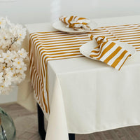 Garstyčių ir pieno baltos spalvos takelio bei servetėlių komplektas