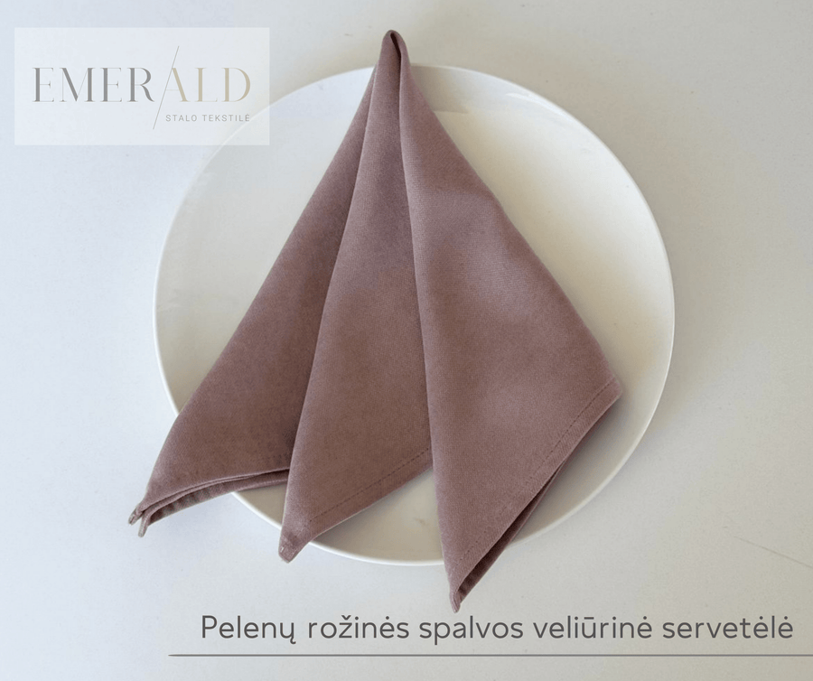 Pelenų rožinės spalvos veliūrinės servetėlės nuoma