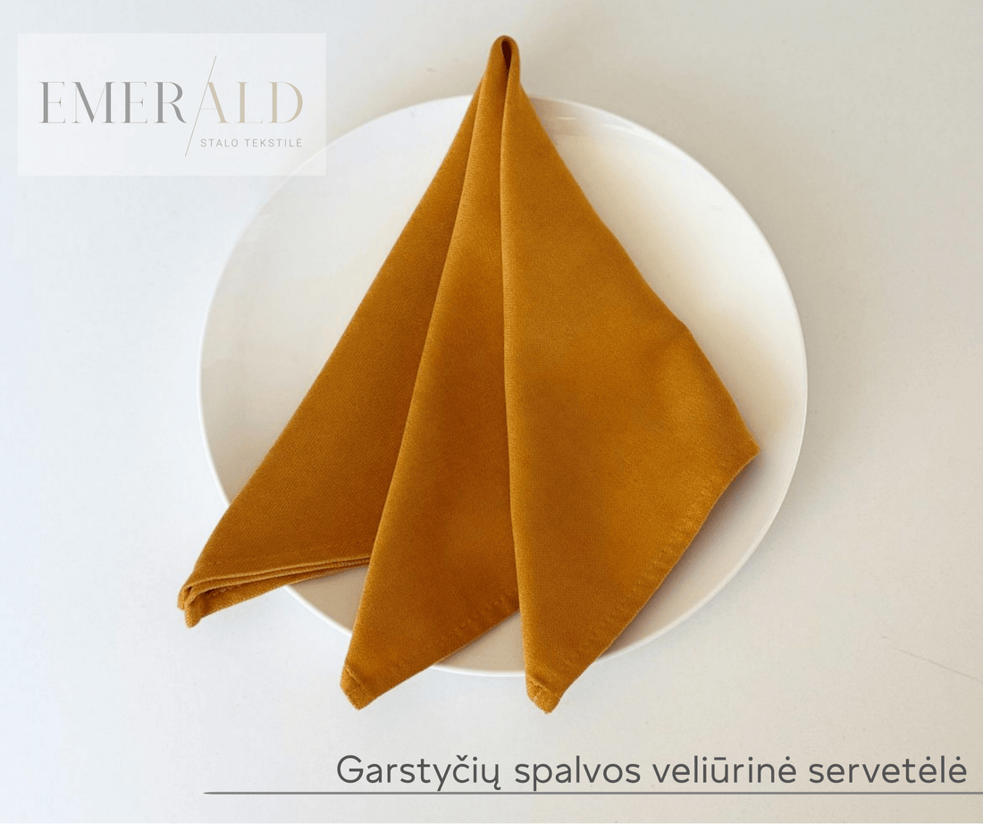 Garstyčių spalvos veliūrinės servetėlės nuoma