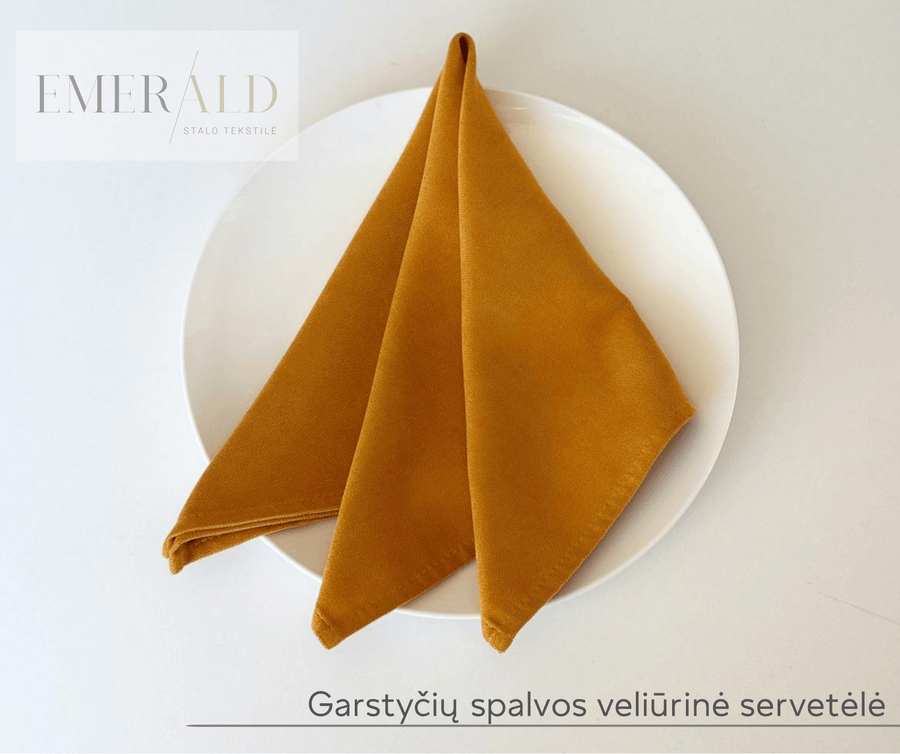 Garstyčių spalvos veliūrinės servetėlės nuoma
