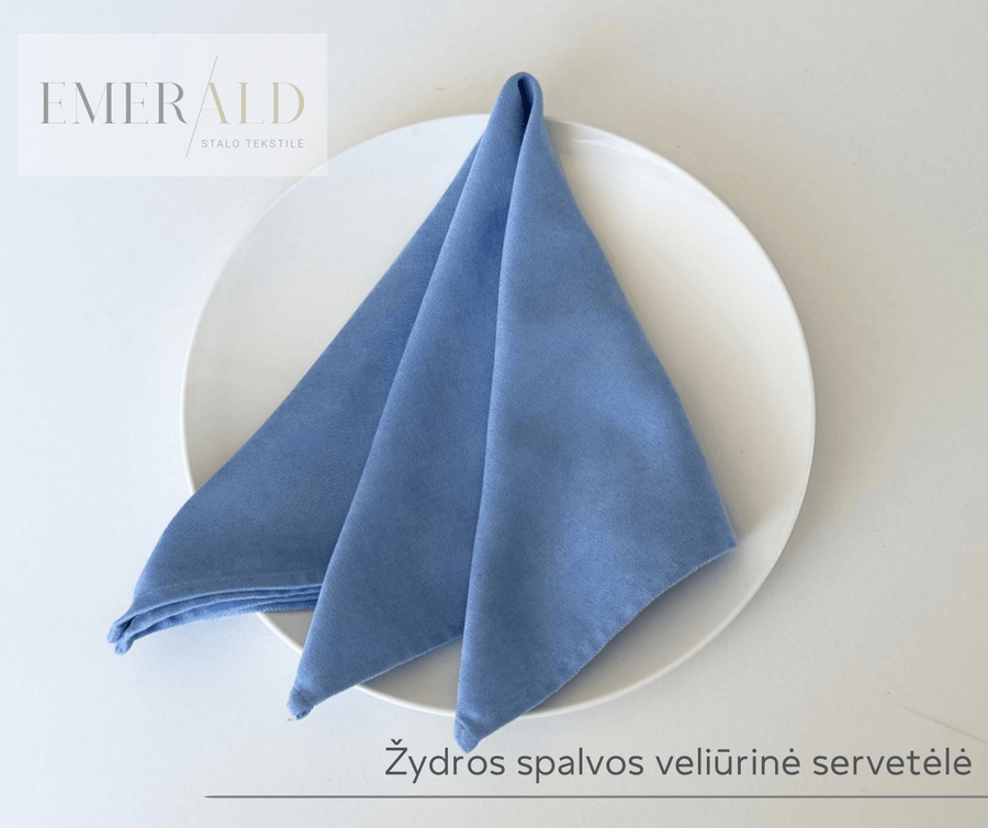 Žydros spalvos veliūrinės servetėlės nuoma