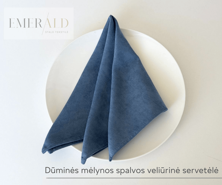 Dūminės mėlynos spalvos veliūrinės servetėlės nuoma