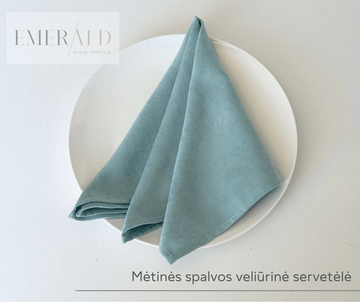 Mėtinės spalvos veliūrinės servetėlės nuoma