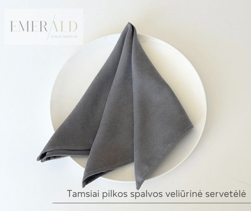 Tamsiai pilkos spalvos veliūrinės servetėlės nuoma