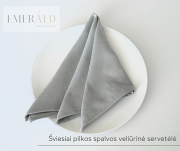 Šviesiai pilkos spalvos veliūrinės servetėlės nuoma