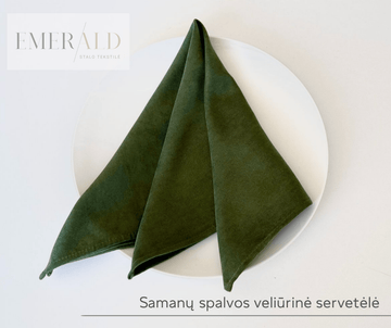 Samanų spalvos veliūrinės servetėlės nuoma