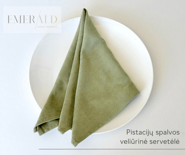 Pistacijų spalvos veliūrinės servetėlės nuoma
