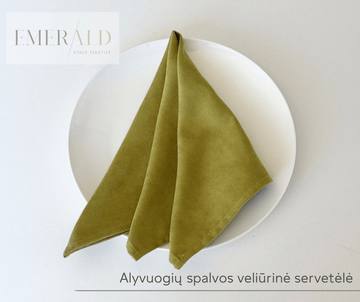 Alyvuogių spalvos veliūrinės servetėlės nuoma
