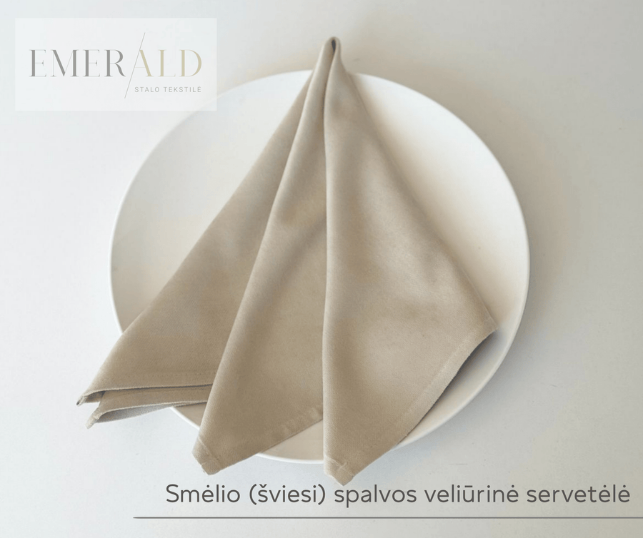 Smėlio (šviesi) spalvos veliūrinės servetėlės nuoma