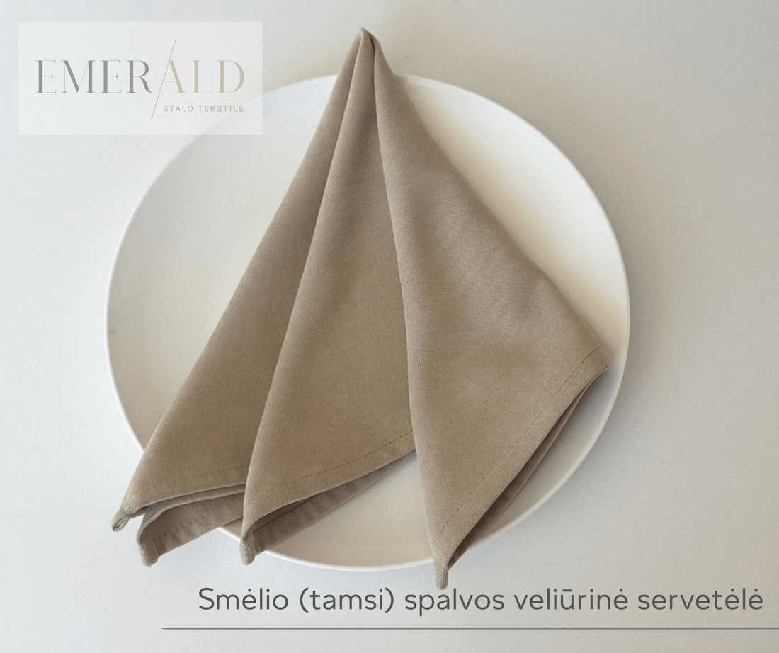 Smėlio (tamsi) spalvos veliūrinės servetėlės nuoma