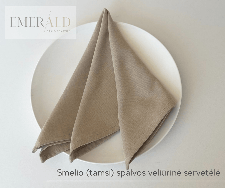 Smėlio (tamsi) spalvos veliūrinės servetėlės nuoma