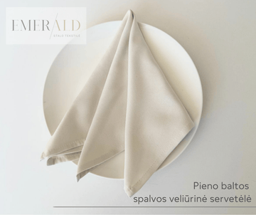 Pieno baltos spalvos veliūrinės servetėlės nuoma