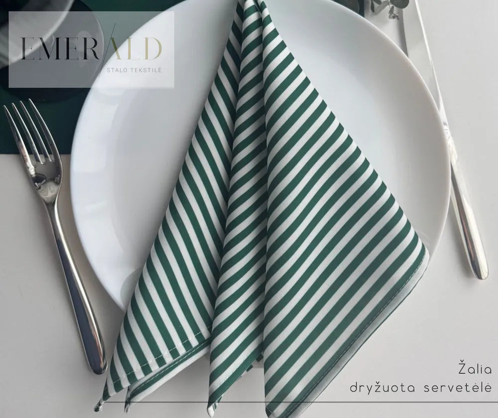 Žalios spalvos dryžuotos servetėlės nuoma