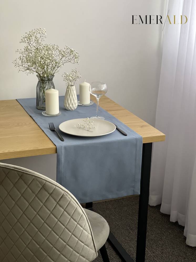 undefined EmeraldLT Dūminės mėlynos spalvos veliūrinis pietų stalo takelis  EmeraldLT.